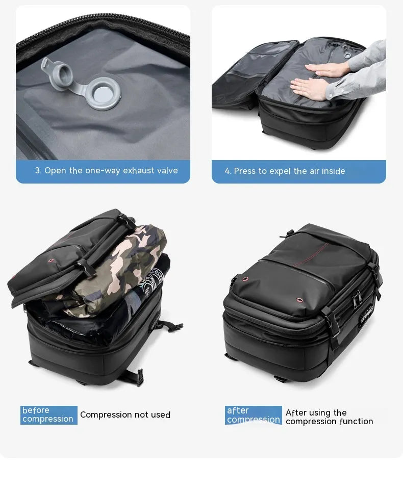 Mochila de gran capacidad con compresión al vacío