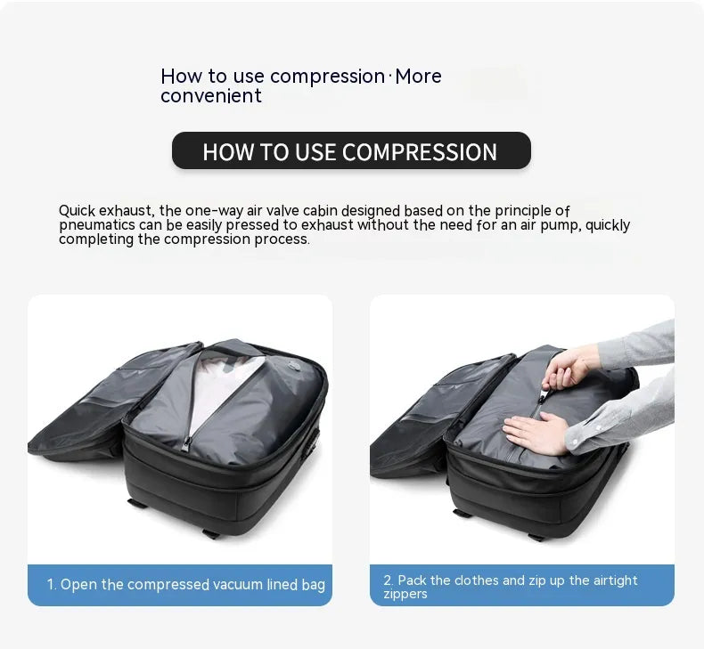 Mochila de gran capacidad con compresión al vacío